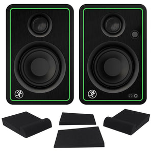 2 Mackie CR3-XBT 3" Reference Studio Monitor Speakers w/Bluetooth+Isolation Pads