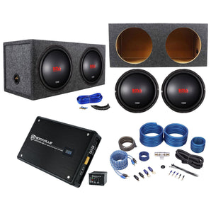 (2) Boss Audio CXX124DVC 12" 2400w Subwoofers+Sealed Box+Mono Amplifier+Amp Kit