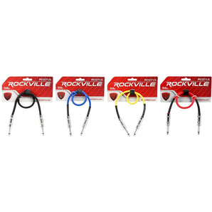 4 Rockville 1.5'  1/4" TS to 1/4'' TS Guitar/Instrument Cable (4 Colors)