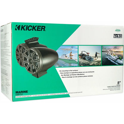 (2) KICKER 46KMFC8 300w 8" Marine LED Speakers in Surface Mount Pods 46KMFC8
