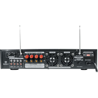 Hybrid Home Theater Karaoke Receiver+Mics+(4) 3.5" White Cube Speakers