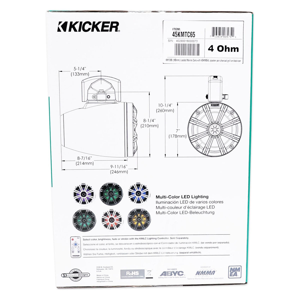 45KMTC65 6.5" LED Tower Speakers + WET75.2 Amplifier + RMWK8 Wire Kit