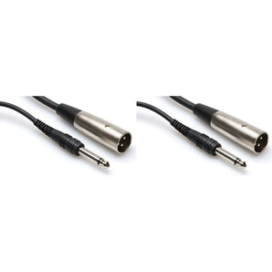 2 Hosa PXM-103 1/4" TS To XLR Male 3 Foot Unbalanced Audio Cables