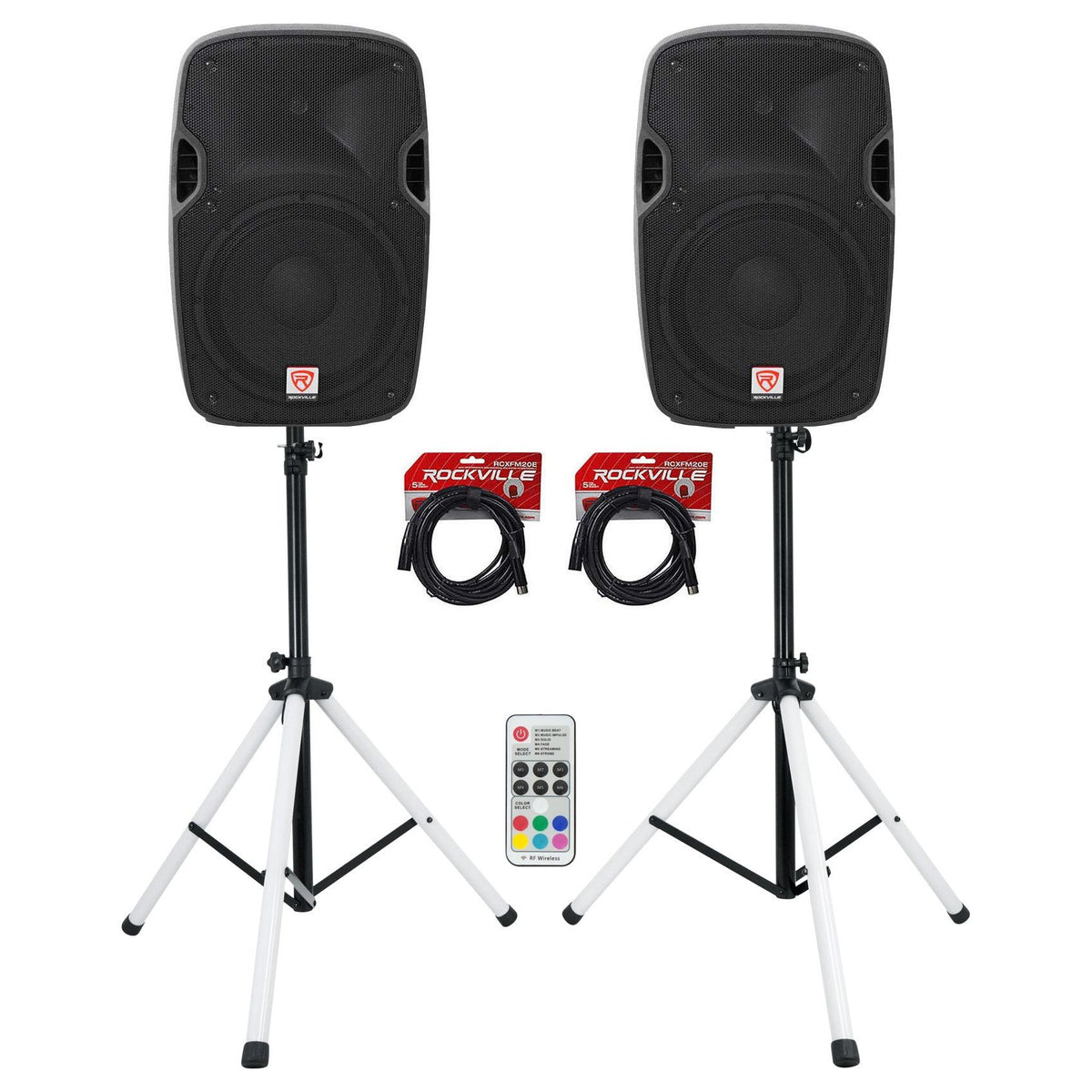 SPGN128 12" Passive Speakers 2-Pack + PARTY STAND LED Stands Bundle