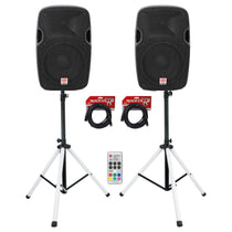 SPGN128 12" Passive Speakers 2-Pack + PARTY STAND LED Stands Bundle