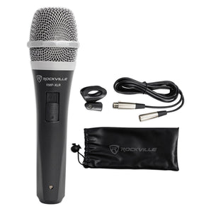Rockville RMP-XLR Dynamic Cardioid Pro Microphone +10' XLR Cable + Clip + Stand