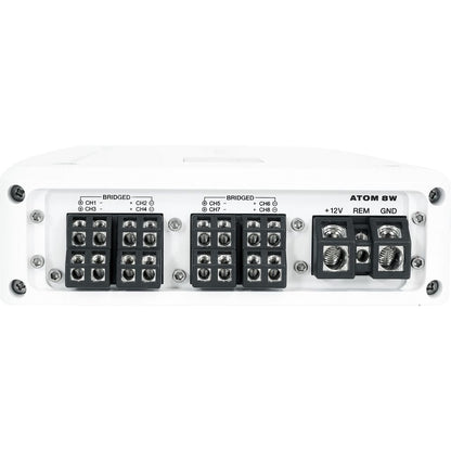 ATOM 8W 8-Ch Marine Amplifier + RWK42 4GA Wiring Kit Bundle