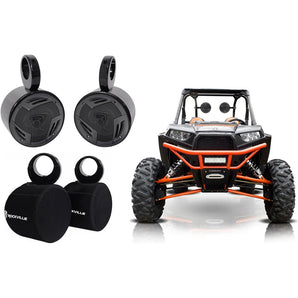 (2) Rockville 5.25" Tower Speakers+Pods+Waterproof Covers For RZR/ATV/UTV/Cart