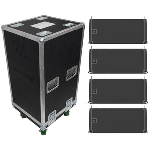 (4) JBL SRX906LA Dual 6.5" 2-Way Powered Line Array Column Speakers+Flight Case