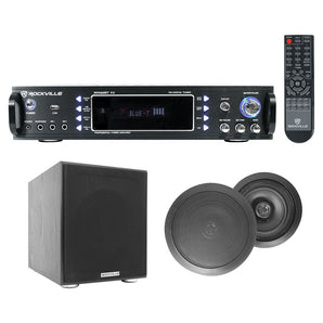 RPA60BT Home Theater Bluetooth Receiver+ (2) Black In-Ceiling Speakers+Sub