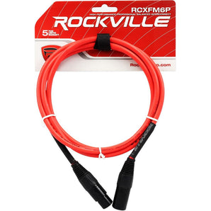 Rockville RCXFM6P-R Red 6' Female to Male REAN XLR Mic Cable 100% Copper