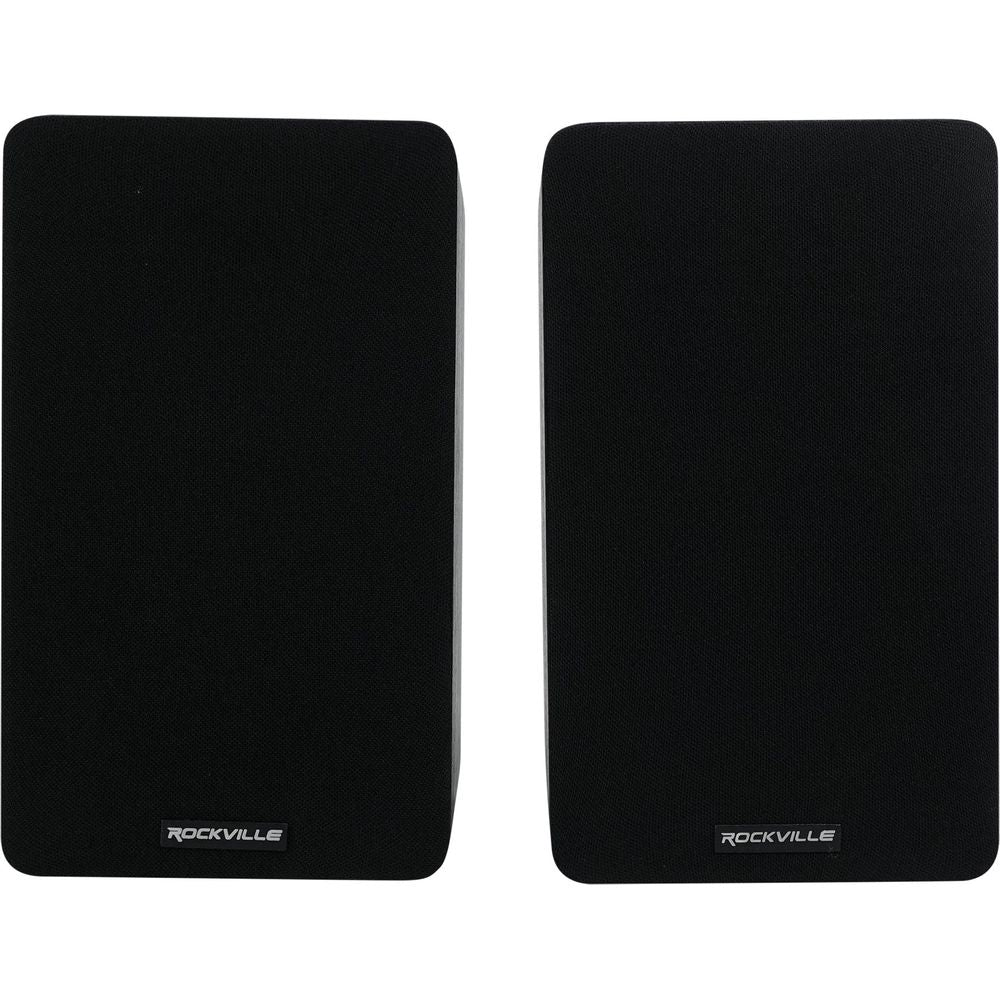 RockShelf 54B Black 5.25" Home Bookshelf Speakers w/37" Stands