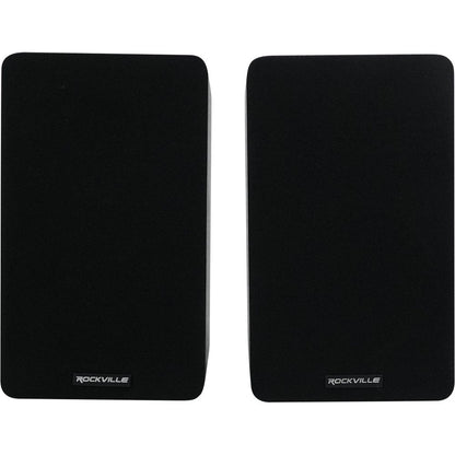 RockShelf 54B Black 5.25" Home Bookshelf Speakers w/37" Stands
