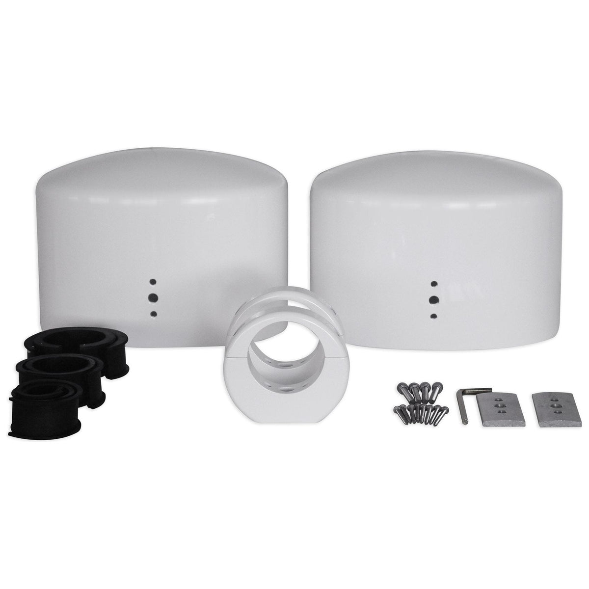(4) MAC69W 6x9" White Aluminum Wakeboard Tower Speaker Pods+Covers