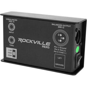 Rockville RDI5 DI Box Converts Guitar/Instrument Signal to Balanced Line Level