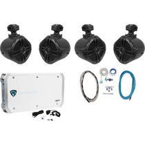4 RWB70B 6.5" Wakeboard Marine Speakers + 6-Channel Amplifier + Amp Kit