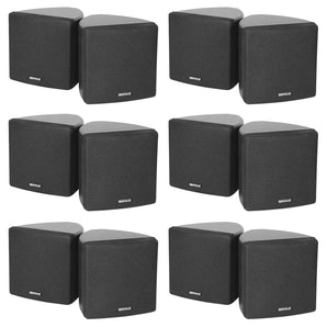 12) Rockville Cube 3.5" 30w RMS Black Home Theater Wall Speakers+Swivel Brackets