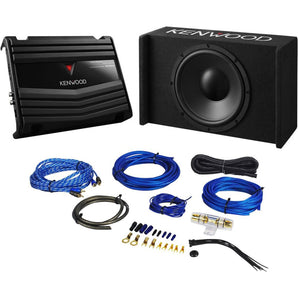 Kenwood P-W121B 1200w 12" Subwoofer+Sealed Sub Box Enclosure+Amplifier+Amp Kit