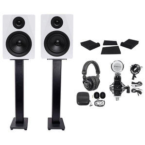 2 Rockville DPM5W 5.25" 300w Dual Studio Monitors+36" Stands+Pads+Headphones