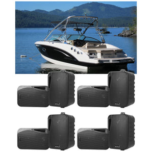 (8) Rockville HP4S Black 4" Marine Box Speakers with Swivel Bracket For Boats