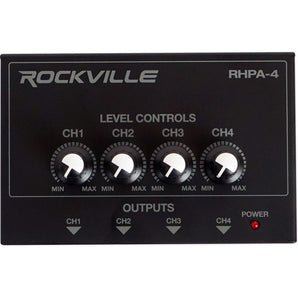 Rockville RHPA4 4 Channel Professional Headphone Amplifier Stereo or Mono Amp
