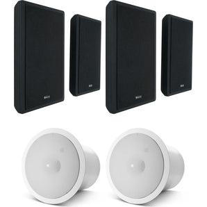 (4) Rockville ROCKSLIM BLACK 240w Slim Home Theater Wall Speakers+JBL Subwoofers