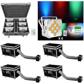 (4) Chauvet DJ CUMULUS Fog Machines+(6) White Wireless DMX Par Lights+Road Cases
