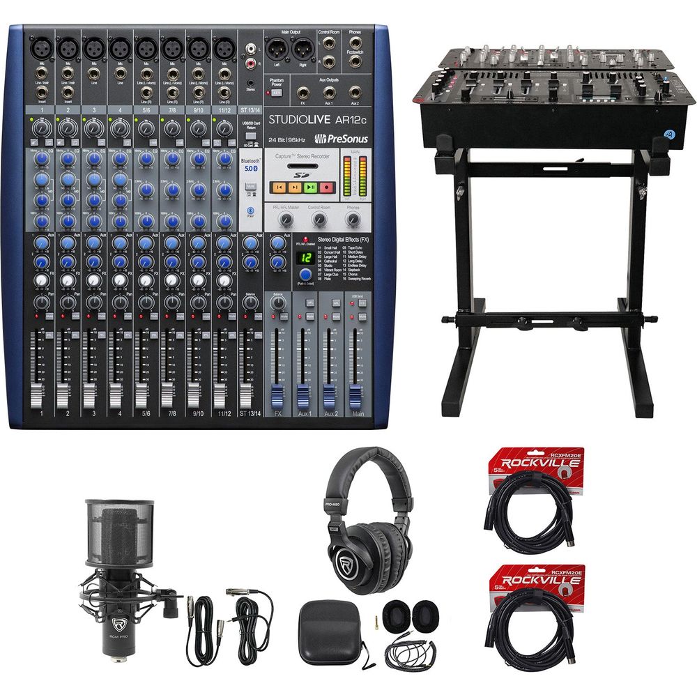 StudioLive AR12c Mixer + RCM PRO Mic + PRO-M50 Headphones + RXS20 Stand