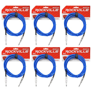 6 Rockville RCGT10BL 10'  1/4" TS to 1/4'' TS Guitar/Instrument Cable