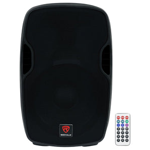 (2) Rockville BPA15 15" Professional Powered 800 Watt DJ PA Speakers w Bluetooth