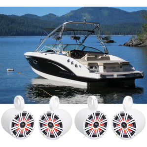 (4) KICKER 45KM84L 8" 1200w Marine Boat Wakeboard Tower Speakers w/LED's KM8