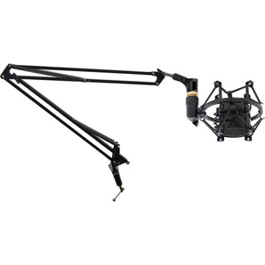 Rockville DMS40 Microphone Boom Arm Studio Podcast Mic Stand+Clamp+Shockmount