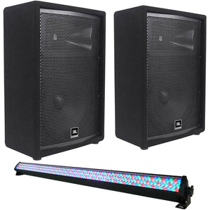 (2) JBL JRX212 1000w 12" Inch 2-Way DJ P/A Speaker Floor Wedge Monitors+DJ Light
