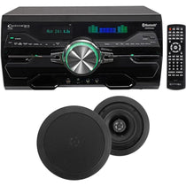 4000W Bluetooth DVD Receiver with (1) Pair 5.25" Black In-Ceiling Speakers