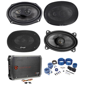 (2) American Bass SQ 6.9 6x9"+SQ 4.6 4x6" Car Speakers+4-Channel Amplifier+Wires