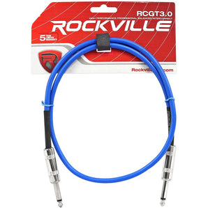 4 Rockville 3'  1/4" TS to 1/4'' TS Guitar/Instrument Cable (2 Red and 2 Blue)