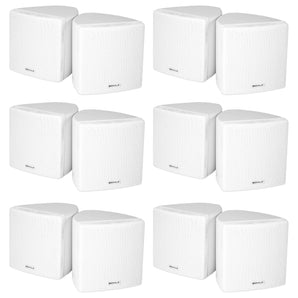 (12) Rockville Cube 70v White 3.5" Commercial Wall Mount Restaurant/Bar Speakers