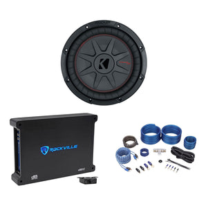 Kicker 48CWRT104 COMPRT10 800w 10" Shallow Car Subwoofer+Mono Amplifier+Amp Kit