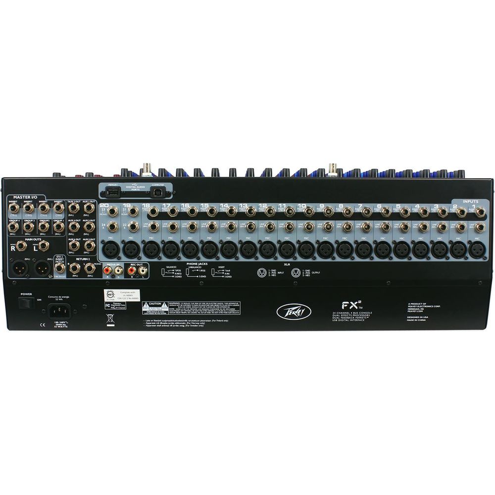 Peavey FX2 24 24x4x2 Pro Mixer w/USB+Dual DSP FX Engine+2) Monitors+Pa ...
