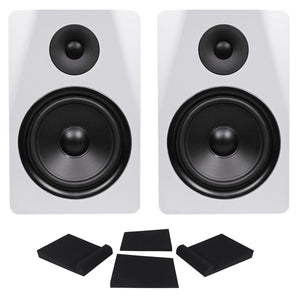 (2) Rockville DPM8W Dual Powered 8" 600w Active Recording Studio Monitors+Pads