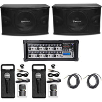 KPS10 10" 3-Way 1200 Watt Karaoke/Pro Speakers+Amplifier+(2) Mics