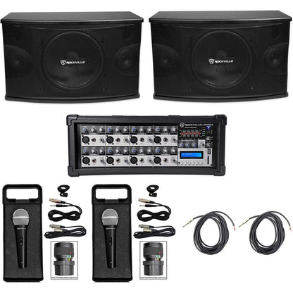 KPS10 10" 3-Way 1200 Watt Karaoke/Pro Speakers+Amplifier+(2) Mics