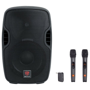 Rockville BPA10 10" Powered 400w DJ PA Speaker w Bluetooth+(2) JBL Wireless Mics