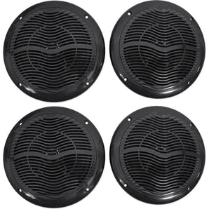 (4) Rockville RMC65B 6.5" 1200 Watt Waterproof Marine Boat Speakers 2-Way Black