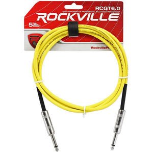 Rockville RCGT6.0Y 6' 1/4'' TS to 1/4'' TS Instrument Cable-Yellow 100% Copper