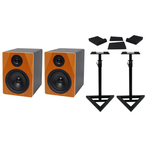 (2) Rockville DPM5C Dual Powered 5.25" 300w Active Studio Monitors+Stands+Pads