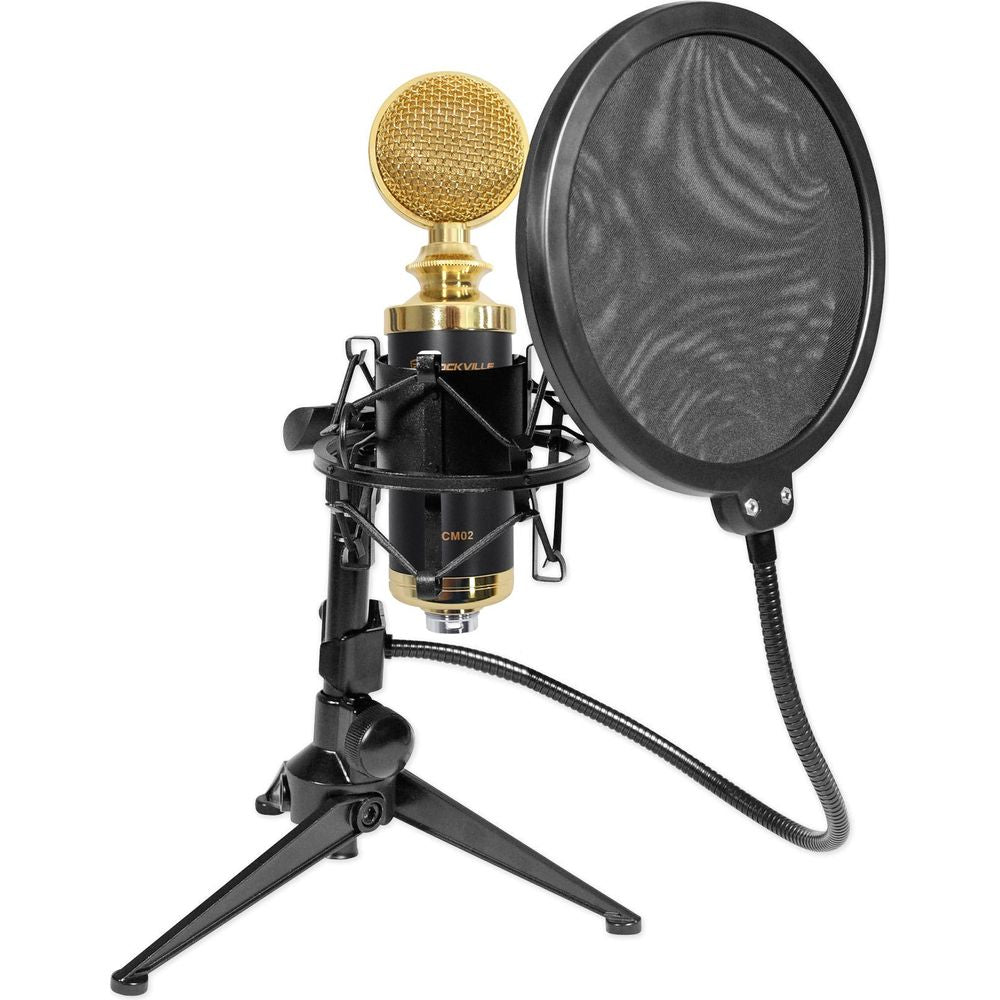 RCM02 Studio Recording Condenser Microphone+Shockmount+Stand+Filter