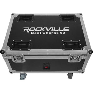 Rockville BEST PACK 60 6) Black Rechargeable Wireless DJ Up-Lights+Charging Case