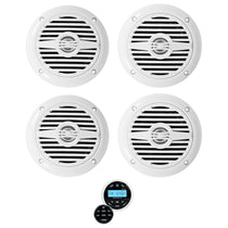 MS40W White 4" Marine Speakers 2-Pack + RGHR2 Gauge Receiver Bundle