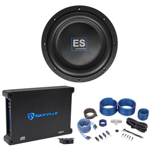 American Bass ES 1044 10" 1000w Shallow Slim Car Subwoofer+Amplifier+Amp Kit